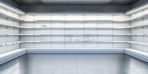 An empty grocery store with white shelves AIG51A.