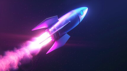 A space rocket taking off, Rocket ship launch, Startup concept with copy space