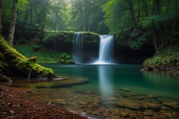 Obraz premium Beautiful and artractive waterfall in Thailand tropical forest.