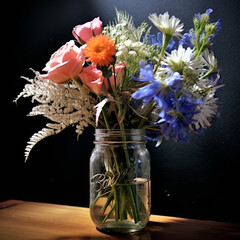 flowers in a jar