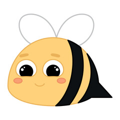 Cute kawaii bee emoji icon Vector illustration