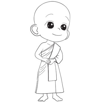 recommend clip art: cute buddhist monk line art