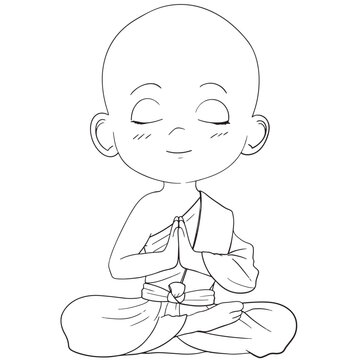 monk meditating in lotus position clip art preview