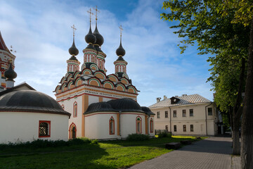 Lazarus Church of the Righteous Resurrection (Lazarevskaya Church) is an Orthodox church of the Vladimir Diocese of the Russian Orthodox Church on a sunny summer day, Suzdal, Vladimir region, Russia