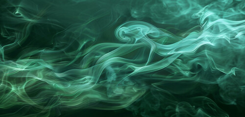 Fototapeta premium Lively emerald green smoke flowing with energy, ideal for vibrant and striking compositions.