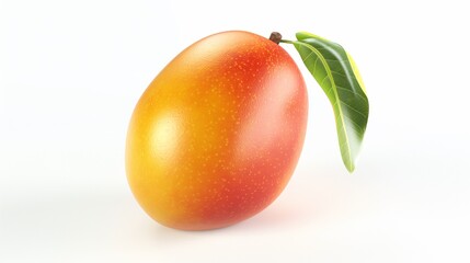 A mango with a crisp white background and a stereoscopic cartoon shape