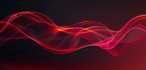 Ruby red wave sweeps across a dark background in this dramatic abstract design.