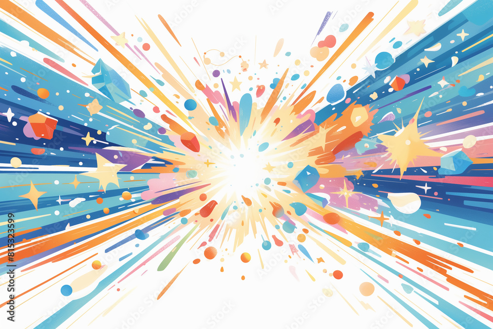 Fototapete abstract artwork with bold geometric shapes and bright colors, creates an energetic visual experienc