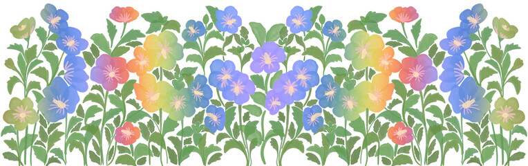 rainbow colors flowers border 