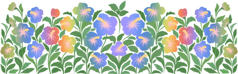 rainbow colors flowers border 