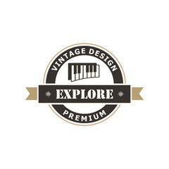 vintage retro music logo. Vector Illustration