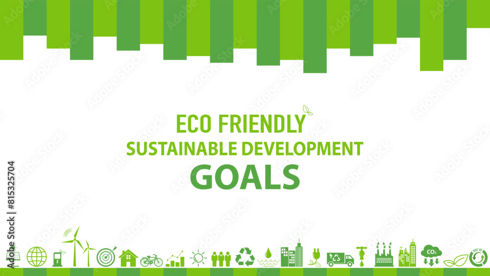 Wall mural green business template and background for sustainable development goals and eco friendly concept - Wall murals