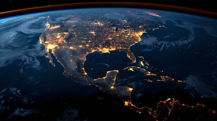 Aerial View of Earth's Nighttime Glow