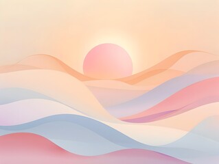 Minimalist Pastel Gradient Landscape with Soft Rounded Abstract Shapes in a Calming and Meditative Digital Style