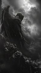 Angel with Wings in Monochrome