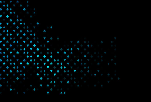 Dark BLUE vector cover with symbols of gamble.