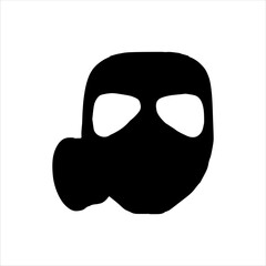 Black gas mask silhouette isolated on white background. Gas mask icon vector illustration.