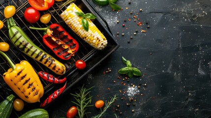 A variety of colorful bell peppers and chili peppers are sizzling on the grill, ready to be used as ingredients in a delicious recipe. These natural foods add flavor and nutrition to any cuisine AIG50