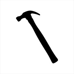 Carpenter hammer silhouette isolated on white background. Hammer icon vector illustration.