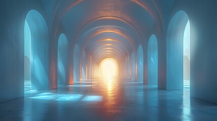 Obraz premium Digital technology blue and white lines corridor poster PPT background