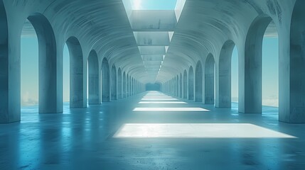 Digital technology blue and white lines corridor poster PPT background