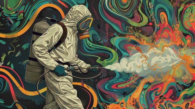 Astronaut in a psychedelic space.