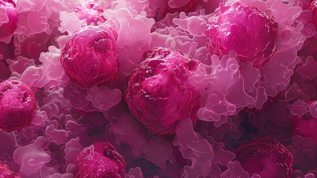 Screening for Cancer and Raising Awareness Abnormal tumor cells stand out in a dark pink hue amidst a sea of normal cells