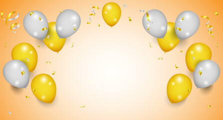 Balloons header background. Party card with colorful balloons. Balloon background.. Celebration party banner with Blue color balloons background