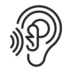 Assistive Listening Systems Symbol. deafness line icon, outline vector logo illustration, linear pictogram