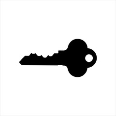 Old house key silhouette isolated on white background. House key icon vector illustration.