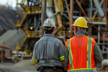 Engineering Overseers Two engineers meticulously overseeing production and safety at the site.