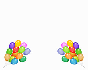 Celebration party banner with colorful balloons background. Birthday balloon flying for party flyer. Decor for Valentine's day, wedding and birthday