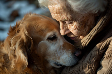 Golden Love The happiness a senior finds in the loyal company of their dog.