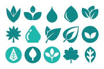 Set of Two leaves icons. Concepts for nature, natural product, ecology Silhouette Design with white Background and Vector Illustration
