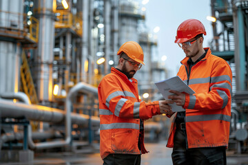 On-Site Safety Engineers Inspecting the oil factory to ensure safe and efficient operations.