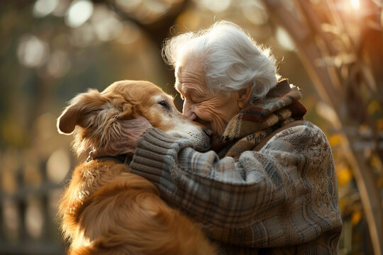 Seniors Best Friend Heartwarming bond between an elderly person and their beloved dog.