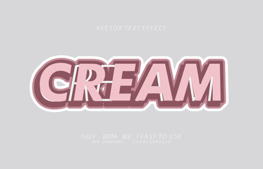 3d editable cream text style effect
