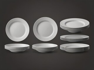 Plate set white plate collection empty clean plate