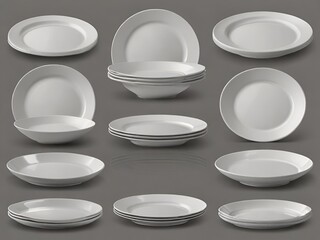 Plate set white plate collection empty clean plate