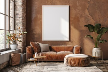 Poster Mockup in Brown Scandinavian Interior created with Generative AI