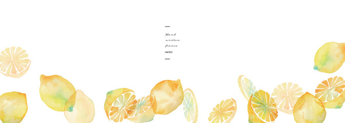 水彩画。水彩タッチのレモンベクターイラスト。夏の水彩レモンイラスト。爽やかな夏のレモン柄。Watercolor painting. Lemon vector illustration with watercolor touch. Summer watercolor lemon illustration. Refreshing summer lemon pattern.