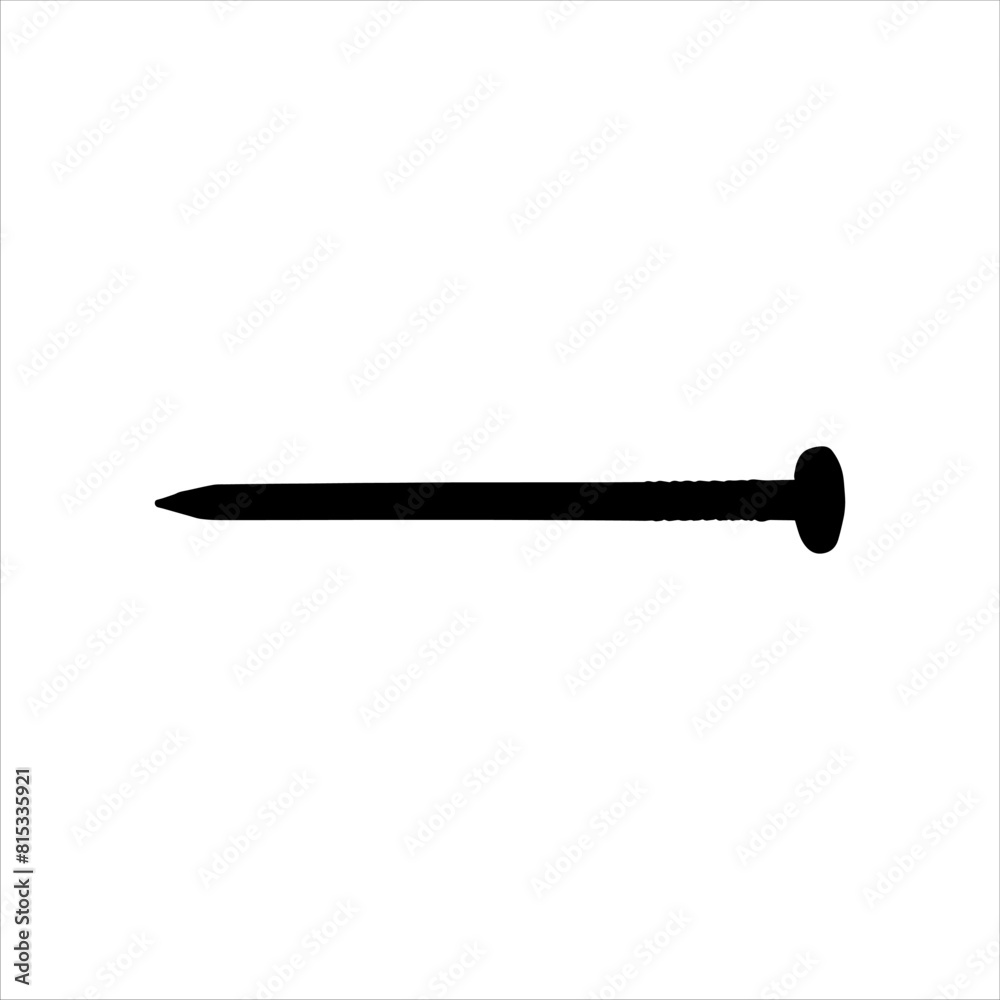 Wall mural single iron nail silhouette isolated on white background. nail icon vector illustration.