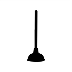 Old plunger silhouette isolated on white background. Plunger icon vector illustration.