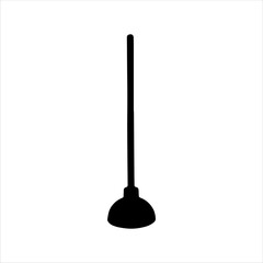 Sink plunger silhouette isolated on white background. Plunger icon vector illustration.