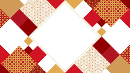 幾何学的な和文様のフレーム素材（横向き16:9）