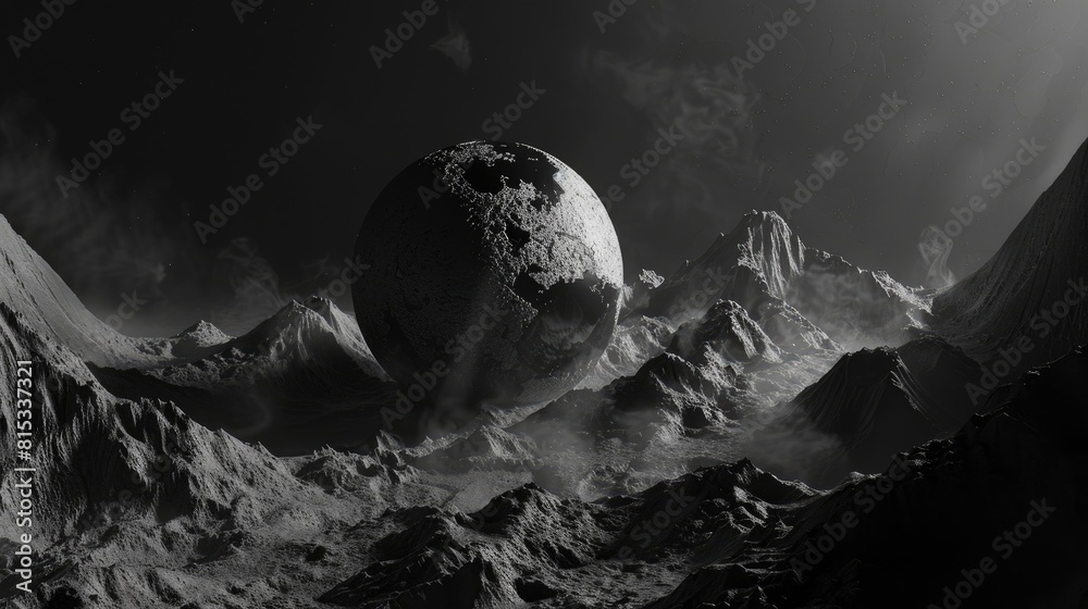 Wall mural a captivating 3d rendering showcases an abstract representation of planet earth in black and white f