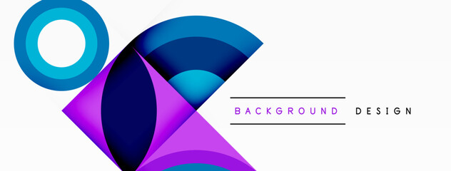 An abstract background featuring circles and triangles in shades of electric blue, violet, purple, and magenta. Perfect for a bold pattern or logo design