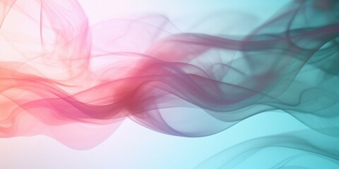 煙や水の中のインクの質感のカラフルな抽象横長背景。ピンクと緑の流動体