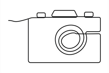 continuous single line drawing Line art of retro photo camera icon Vector illustration
