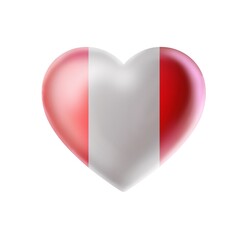 flag with ribbons, rosette, peruvian flag, 3d illustration